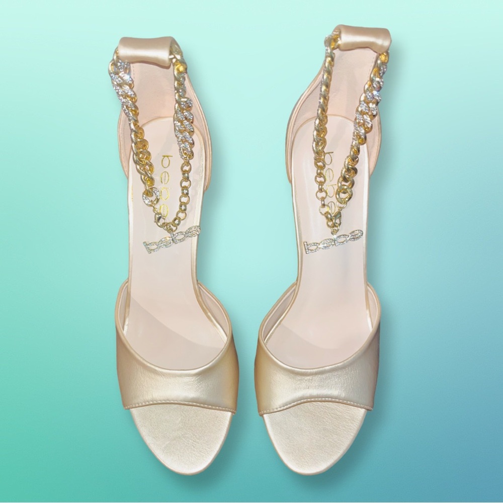 NEW BEBE GOLD HIGH HEELS